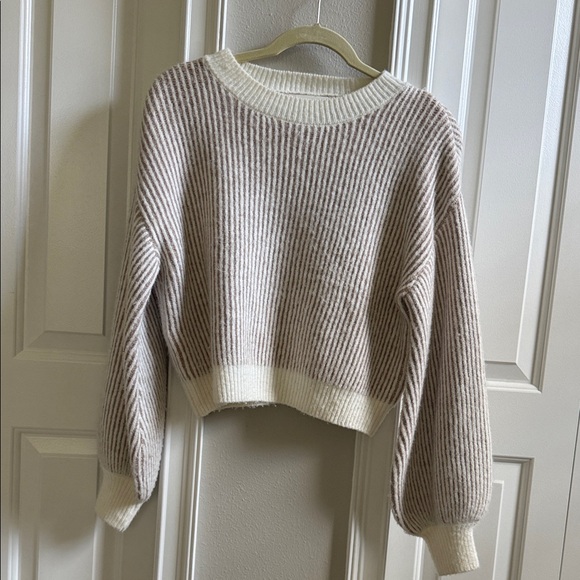 Cleobella Sweaters - Cleobella Beige and Cream Striped Sweater